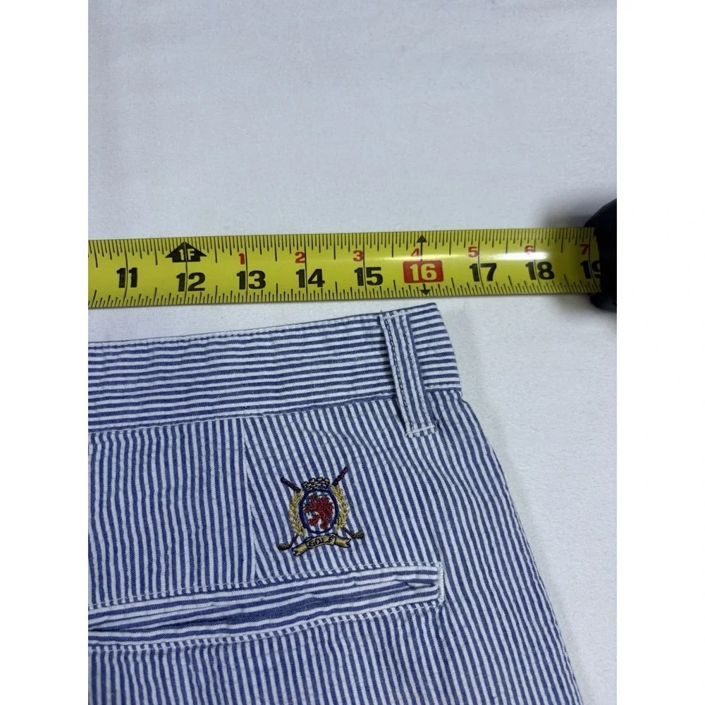 Vintage Tommy Hilfiger Golf Seersucker Pants Mens 34x30Pleated Striped Blue